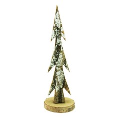 Brad de Lemn Daco, 30x6.5x10 cm, Natur/Alb, Accesorii Creatie, Accesorii Craft, Mini Brad Artificial, Brad din Lemn, Brad Decorativ Lemn, Brad Mic Dec foto