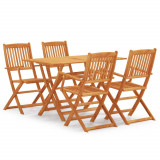 Cumpara ieftin Set mobilier de exterior pliabil, 5 piese, lemn masiv eucalipt