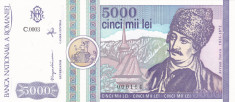 ROMANIA 5000 LEI 1992 UNC foto