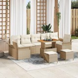 VidaXL Set canapele grădină cu 10 piese și perne bej din rattan poliesteric