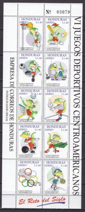 Honduras 1997 sport SAH MI 1353-1382 3 kleib. MNH