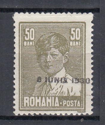 ROMANIA 1930 LP 83 j REGELE MIHAI I SUPRATIPAR 8 IUNIE 1930 STARE MNH