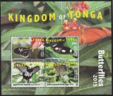 Cumpara ieftin Tonga 2015-Fauna,Fluturi,bloc 4 valori,MNH,Mi.Bl.95, Nestampilat