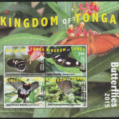Tonga 2015-Fauna,Fluturi,bloc 4 valori,MNH,Mi.Bl.95