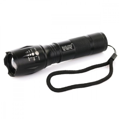 Lanterna CREE T6 LED reincarcabila, carcasa aluminiu, zoom reglabil, Negru foto