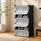 Cumpara ieftin Pantofar modular, cu 5 usi, din plastic, dimensiuni 37x47x90cm, din plastic dur, negru