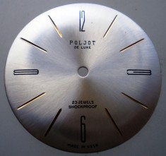 K.027 CADRAN CEAS POLJOT DE LUXE 23 JEWELS SHOCKPROOF MADE IN USSR ARGINTIU 2