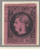 1866/67 LP 20 CAROL I CU FAVORITI HARTIE GROASA 20 PARALE NEGRU/ROZ INCHIS T6, Stampilat