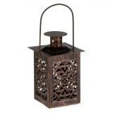 Felinar Metalic Decorativ, Model Perforat, Culoare Bronz, Dimensiuni 6x12.5cm, Oem