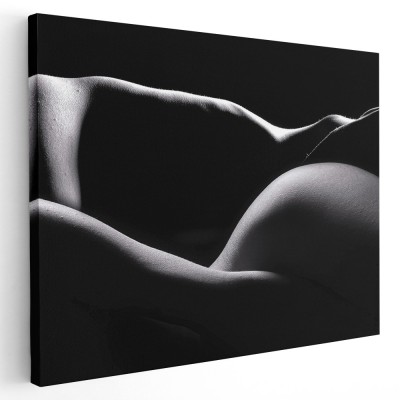 Tablou canvas nud femeie solduri alb negru 1146 Tablou canvas pe panza CU RAMA 50x70 cm foto