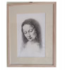 E81. Tablou manual, Madona in stil renascentist, grafica inramata, 32 x 42 cm, Portrete, Carbune, Impresionism