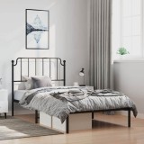 VidaXL Cadru de pat din metal cu tăblie, negru, 100x200 cm