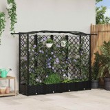 vidaXL Pat Ridicat cu Trellis și Acoperiș Negru 203,5 x 40 x 125 cm PP 42032535