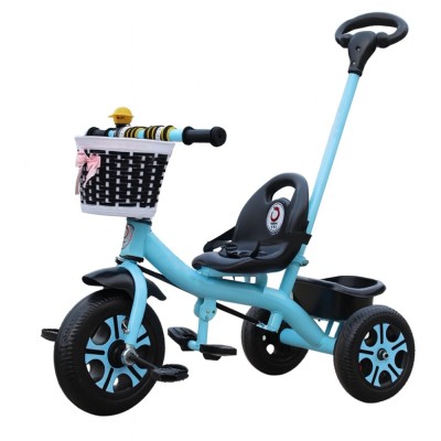 Tricicleta pentru Copii, Flippy, Tricicleta Model Mickey, Ghidon cu Cos pentru Depozitare, Maner Impingere, Varsta 1-5 Ani, 80 x 60 x 53 cm, Albastru foto