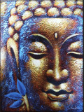 Tablou Buddha - Chip Auriu și Floare de Lotus