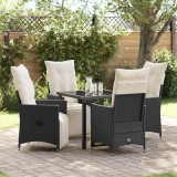 VidaXL Set de masă pentru grădină cu pernă 5 pcs Negru Rattan poli