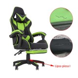 Cumpara ieftin Scaun ergonomic gaming, spatar rabatabil, suport lombar, suport retractabil picioare, tetiera, inaltime 122-130 cm, RESIGILAT