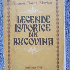 Legende istorice din Bucovina, Simion Florea Marian, Junimea 1981, 194 pag