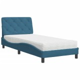 Cumpara ieftin Pat cu saltea, albastru, 80x200 cm, catifea