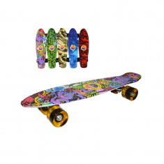 Placa skateboard cu roti de silicon si model Grafitti, pentru copii foto