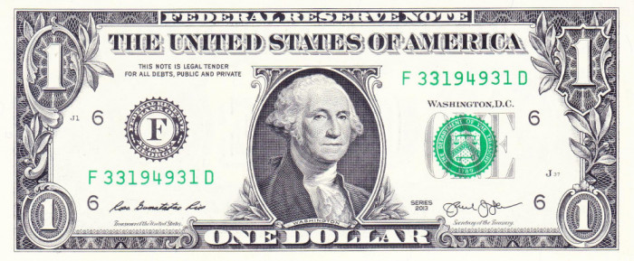 Bancnota Statele Unite ale Americii 1 Dolar 2013 - PNew UNC ( F=Atlanta )