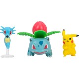 Set 3 Mini Figurine Pokemon - Pikachu 02, Horsea, Ivysaur