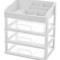 Organizator pentru cosmetice, 3 sertare, 6 compartimente, plastic, alb/transparent