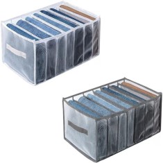 Set 2 organizatoare pentru haine, 36 x 25 x 20.5 cm, nylon, alb, gri