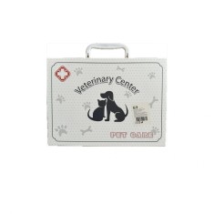 Trusa medic veterinar pentru copii, din lemn, cu 22 de accesorii si cutie de depozitare, joc de rol