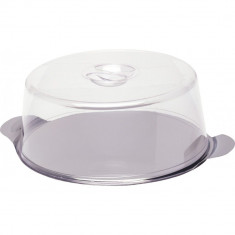 Suport tort cu capac plastic transparent, tava rotunda inox cu manere, 980101, 300 x 110 mm foto