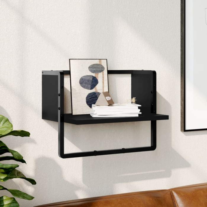 Gossi raft de perete cu bare, negru, 40x25x30 cm