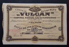 Actiune 1946 Uzinele metalurgice VULCAN , titlu de 100 actiuni nominative