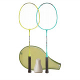 Set badminton 2 rachete Fun BR130 Turcoaz-Verde Adulți, PERFLY