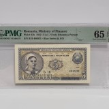 BANCNOTA UNC 5 LEI 1952 GRADATA PMG 65 EPQ