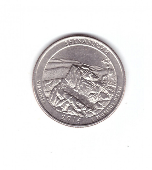 Moneda SUA 25 centi/quarter dollar 2014 D Virginia Shenandoah, stare foarte buna