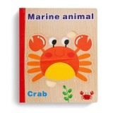 Carte 6 puzzle din lemn - Animale Marine, 7Toys, Brand