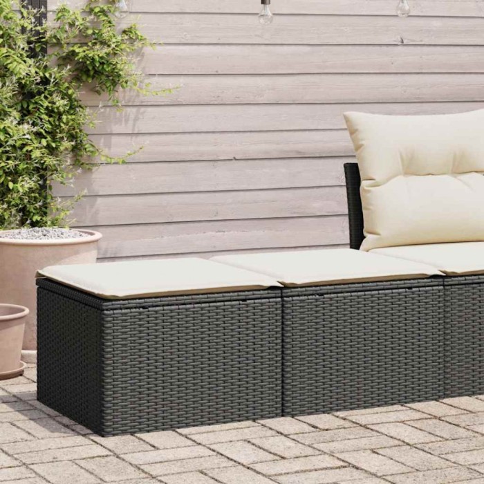 Gossi set canapele gradina perne 2 piese negru, poliratan/lemn acacia
