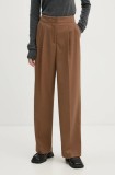 2NDDAY pantaloni Carter femei, culoarea bej, drept, high waist, 2245161120