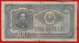 (12) BANCNOTA ROMANIA - 100 LEI 1952, REPUBLICA POPULARA ROMANA, PORTRET NICOLAE BALCESCU, SERIE ALBASTRA