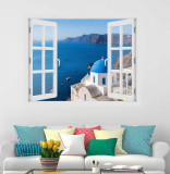 Cumpara ieftin Fereastra cu efect 3D - Satul Oia, Insula Santorini - 119x93 cm