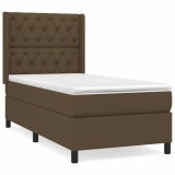 Cumpara ieftin Pat box spring cu saltea, maro inchis, 80x200 cm, textil