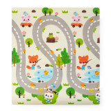 Cumpara ieftin Covoras de joaca interactiv, Petite&amp;Mars, Joy Max, Design Animale si litere, Reversibil, Cu suprafata antiderapanta si impermeabila, 180 x 150 x 1.5 c