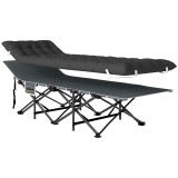 Outsunny Pat de Camping Pliabil cu Tetieră &Icirc;nclinată și Saltea Detașabilă, 68x196x37 cm, Negru | Aosom Romania