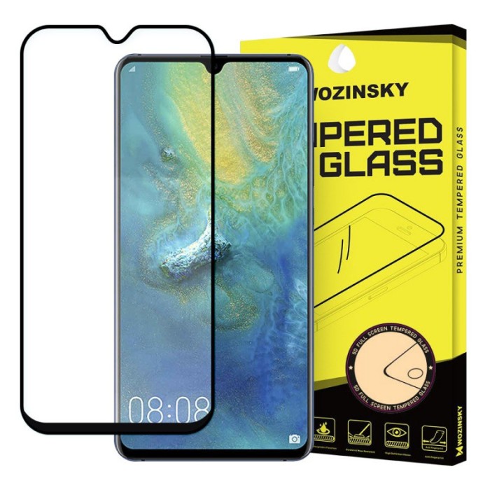 Folie Protectie Ecran WZK pentru Huawei Mate 20, Sticla securizata, Full Face, Full Glue, Neagra