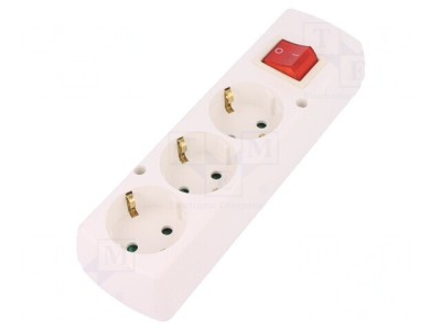 Conector Alimentare AC Mamă Splitter Alb 2P PE 250VAC 16A foto