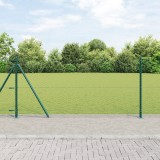 Gard Hexagonal vidaXL Verde 0.8x50 m Oțel, St&acirc;lpi Gard vidaXL cu Plăci de Bază 13 pcs &Oslash;32mm 90cm Oțel Zincat