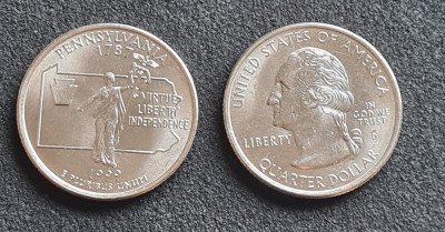 SUA Quarter dollar 1999 D Pennsylvania aUNC foto