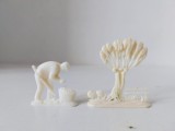 Lot 2 figurine vintage, scene rurale, plastic alb,