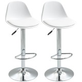 Set de 2 scaune de bar cu spatar si suport picioare, pivotante cu inaltime reglabila, 40x42x82-104cm, alb HOMCOM | Aosom Romania
