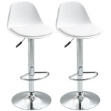 Set de 2 scaune de bar cu spatar si suport picioare, pivotante cu inaltime reglabila, 40x42x82-104cm, alb HOMCOM | Aosom RO